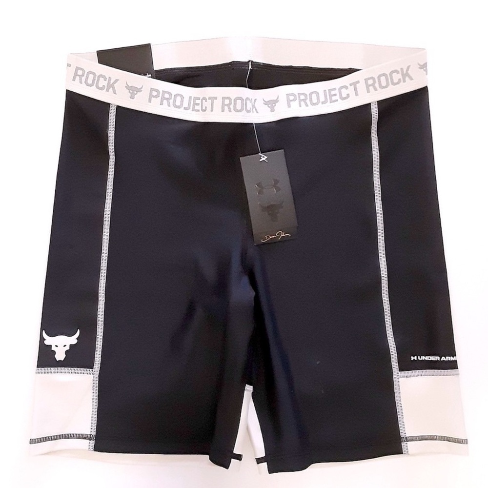 Under Armour Project Rock Black and White Compression Women Shorts ( XL  )